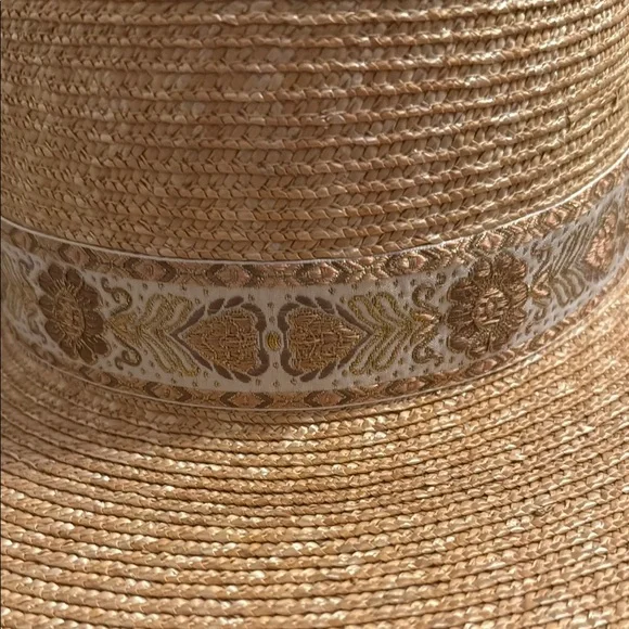 LIKE NEW Lack of Color Spencer Gold Foil Boater Hat - Picture 3 of 5